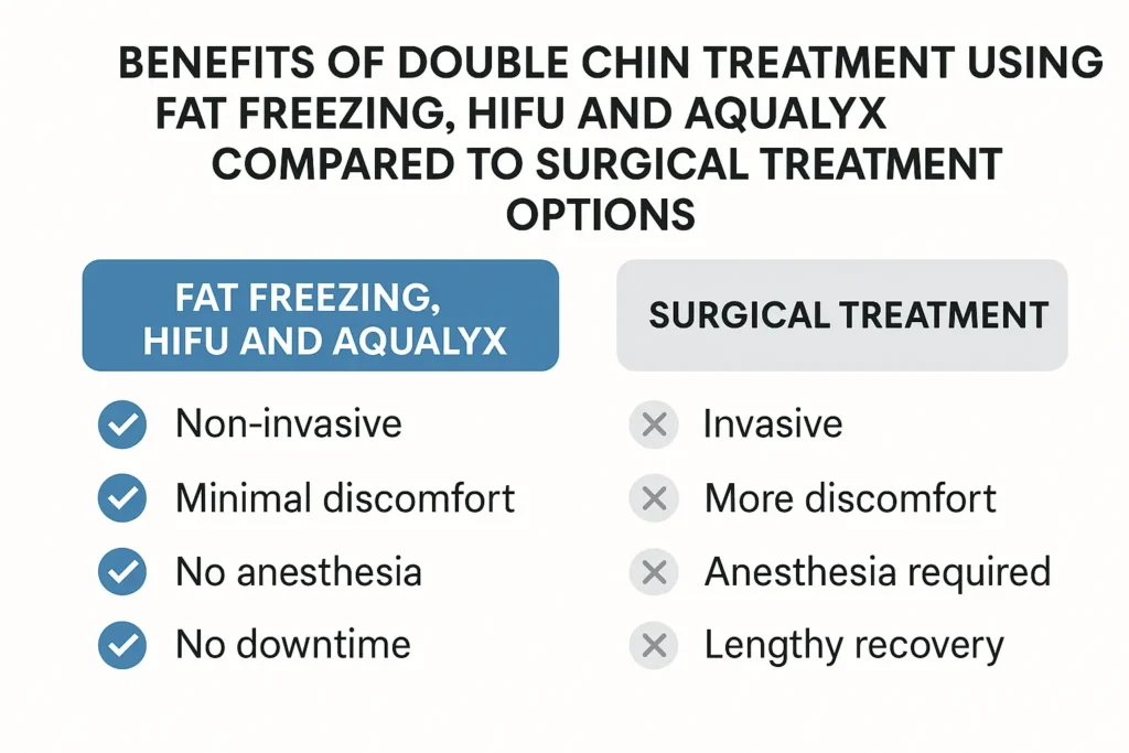 Graphic about the benefits of double chin treatment Acton - from LA LIPO