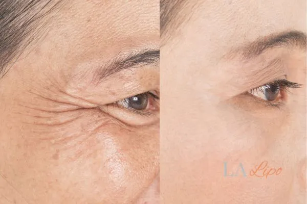 Before and after results of woman - HI-fu wrinkles reduction treatment Acton