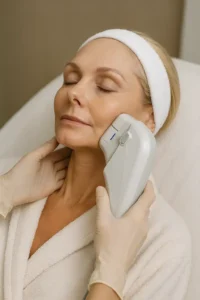 Woman receiving HIFU non surgical facelift treatment Acton